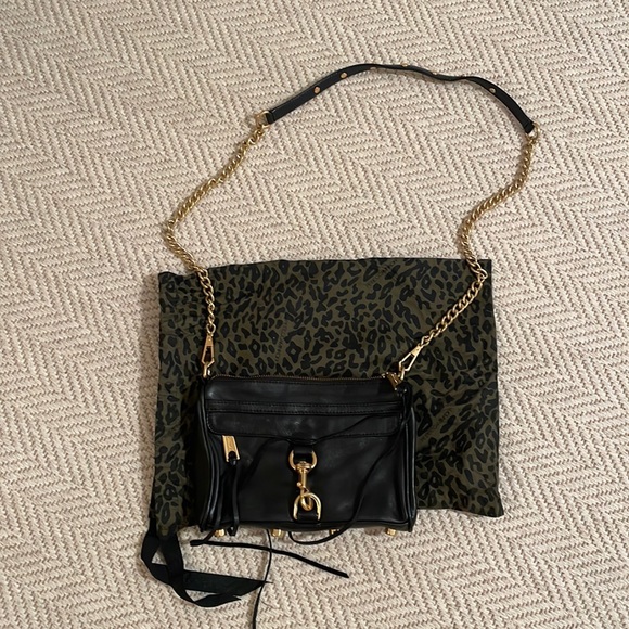 Rebecca Minkoff mini MAC black/gold leather crossbody w/ original dust bag - Picture 1 of 3